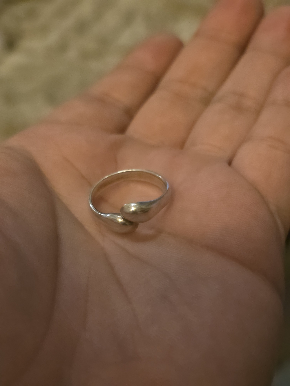 Sterling Silver Open Teardrop Ring - Silver